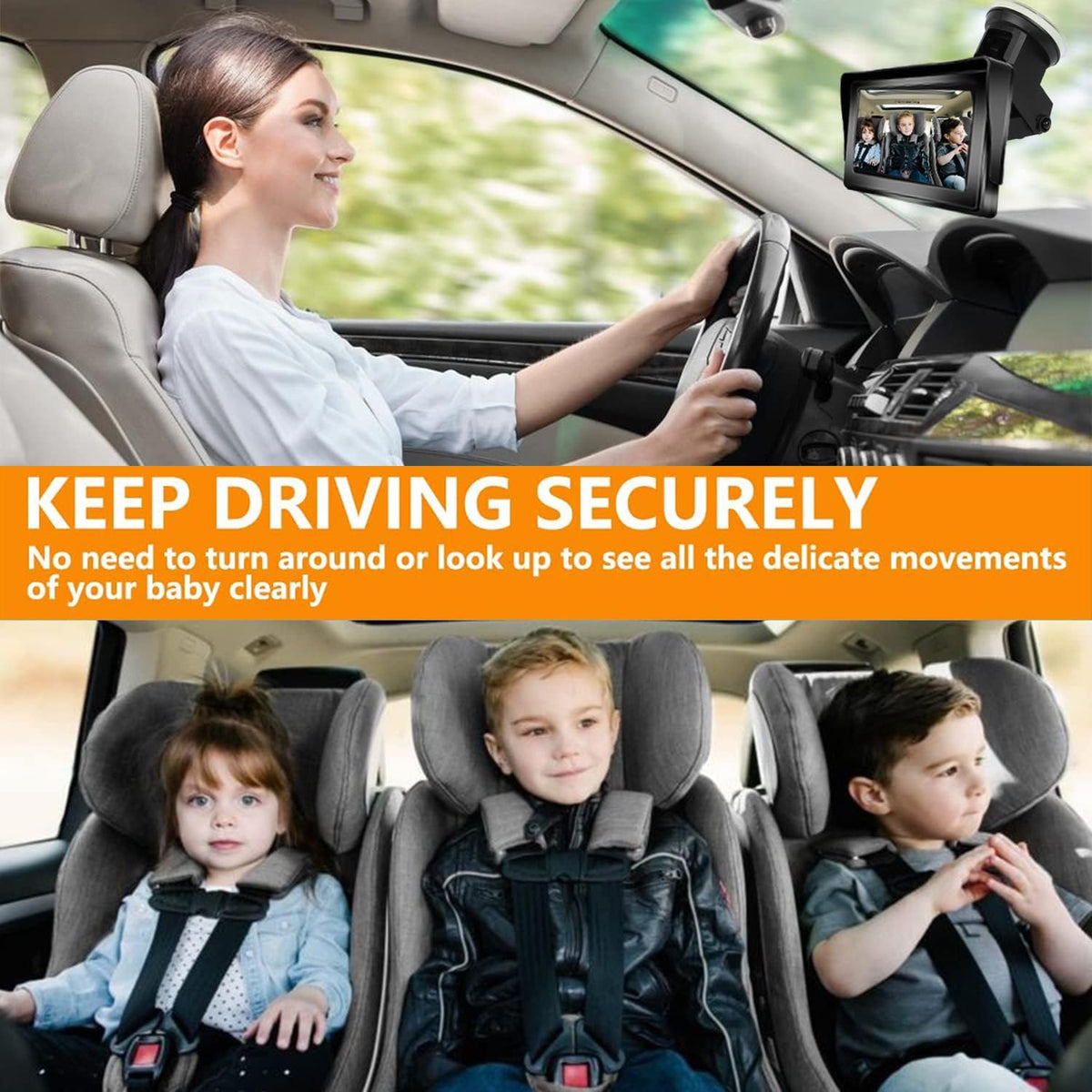 Baby Car Mirror with 4.3 HD Display Night Vision W4699