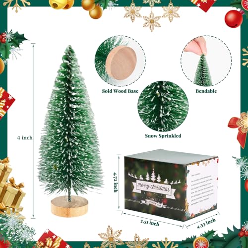 12 Pcs 4" Artificial Bottle Brush Trees with Lights Y372