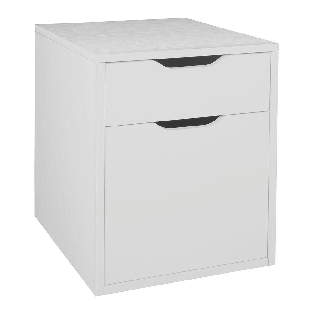 White Wood Grain Freestanding File Cabinet W37567