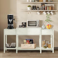 63" Console Table with Drawer, Marble Texture Top Sideboard with Open Bottom Shelf J637774
