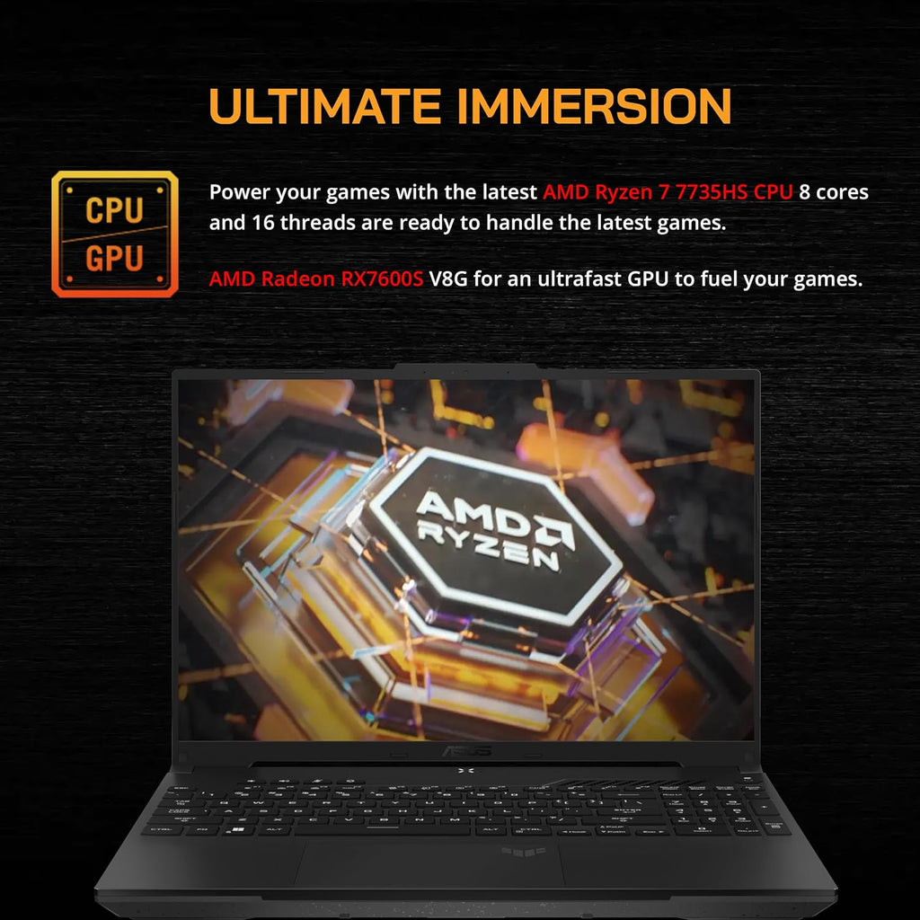 16'' FHD 165Hz Gaming Laptop, AMD Ryzen 7, Radeon RX7600S, 16GB DDR5 RAM, 512GB PCIe SSD, Black, Win 11 Pro F3495