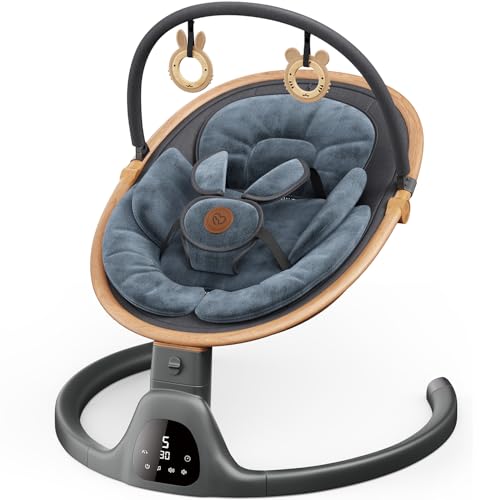 White Portable Baby Swing with Bluetooth Speaker, 3 Seat Positions, 5 Speeds and Remote Control M912604