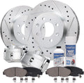 Front Drilled & Slotted Rotors Brake Calipers Ceramic Brake Pads 8pc Set X82469