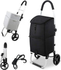 Navy Blue Foldable Grocery Cart with Shopping Bag L9442