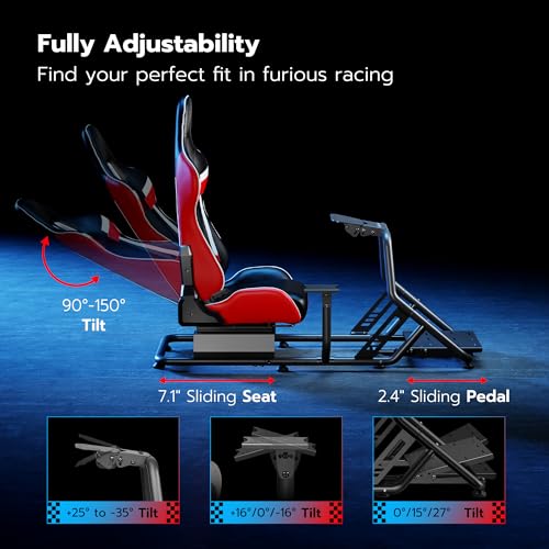 Racing Simulator Cockpit with Monitor Mount and Seat Y5437