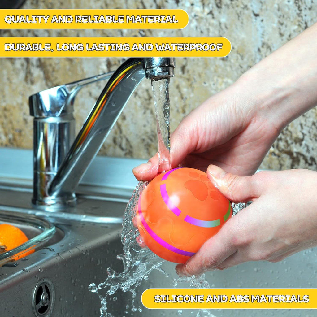 2 Pcs Interactive Dog Toys Peppy Pet Ball Moving Automatic Rolling Ball with LED Flashlight USB Rechargeable (Orange, Pink) W55211