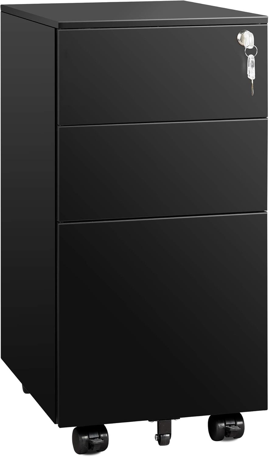 White 3 Drawer Slim File Cabinet with Lock M188378