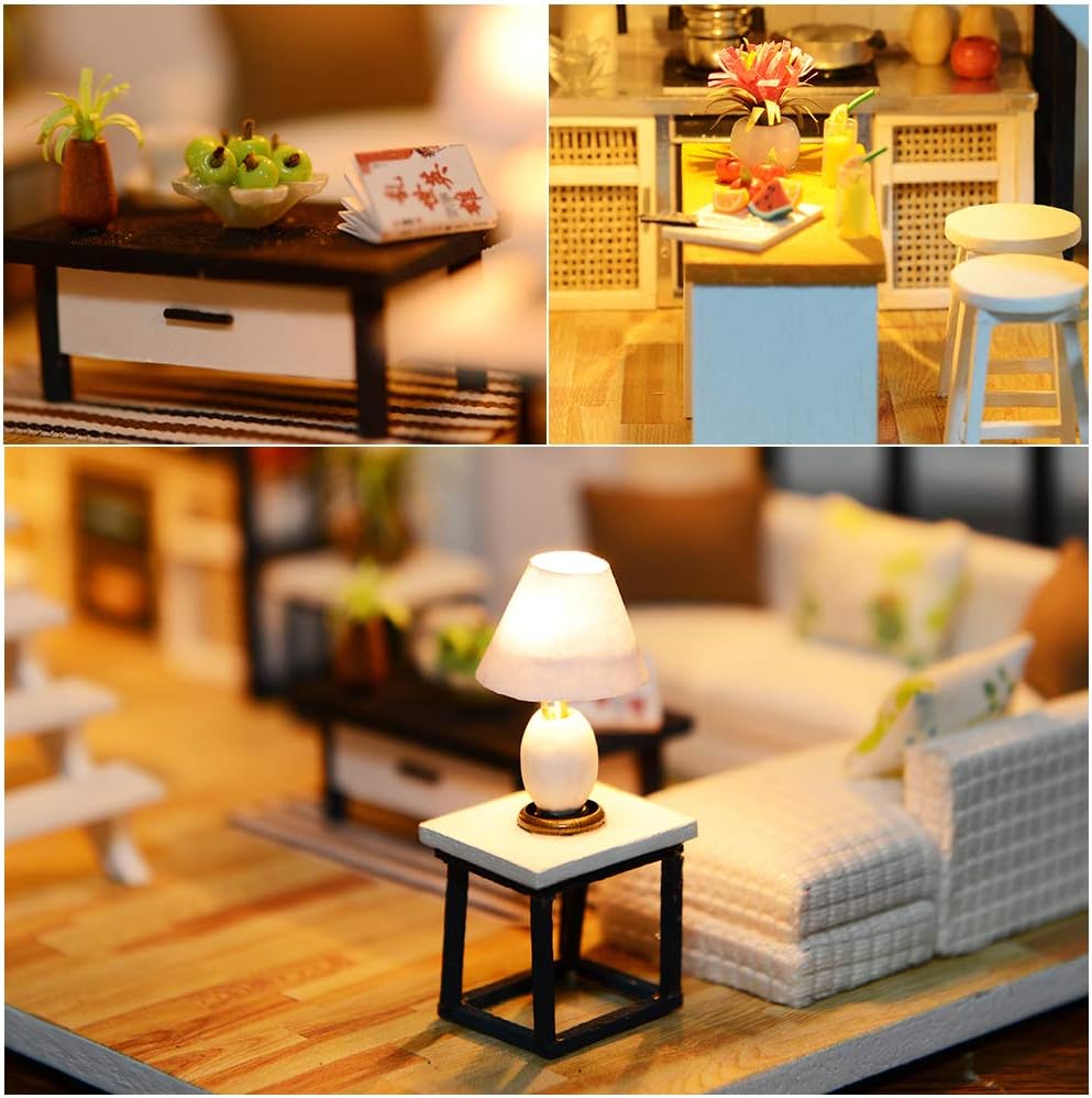 Dollhouse Miniature with Furniture, DIY Dollhouse Kit I7157