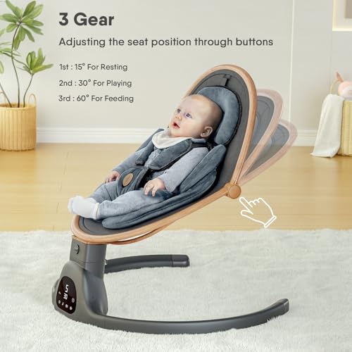 White Portable Baby Swing with Bluetooth Speaker, 3 Seat Positions, 5 Speeds and Remote Control M912604