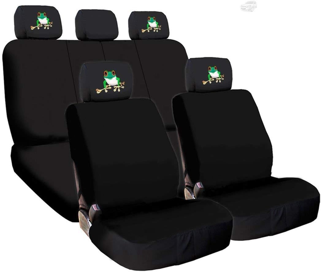 Black Flat Cloth Universal Fit Car Seat Covers with Headrest Covers F505