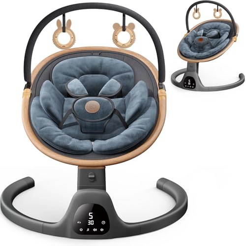 White Portable Baby Swing with Bluetooth Speaker, 3 Seat Positions, 5 Speeds and Remote Control M912604