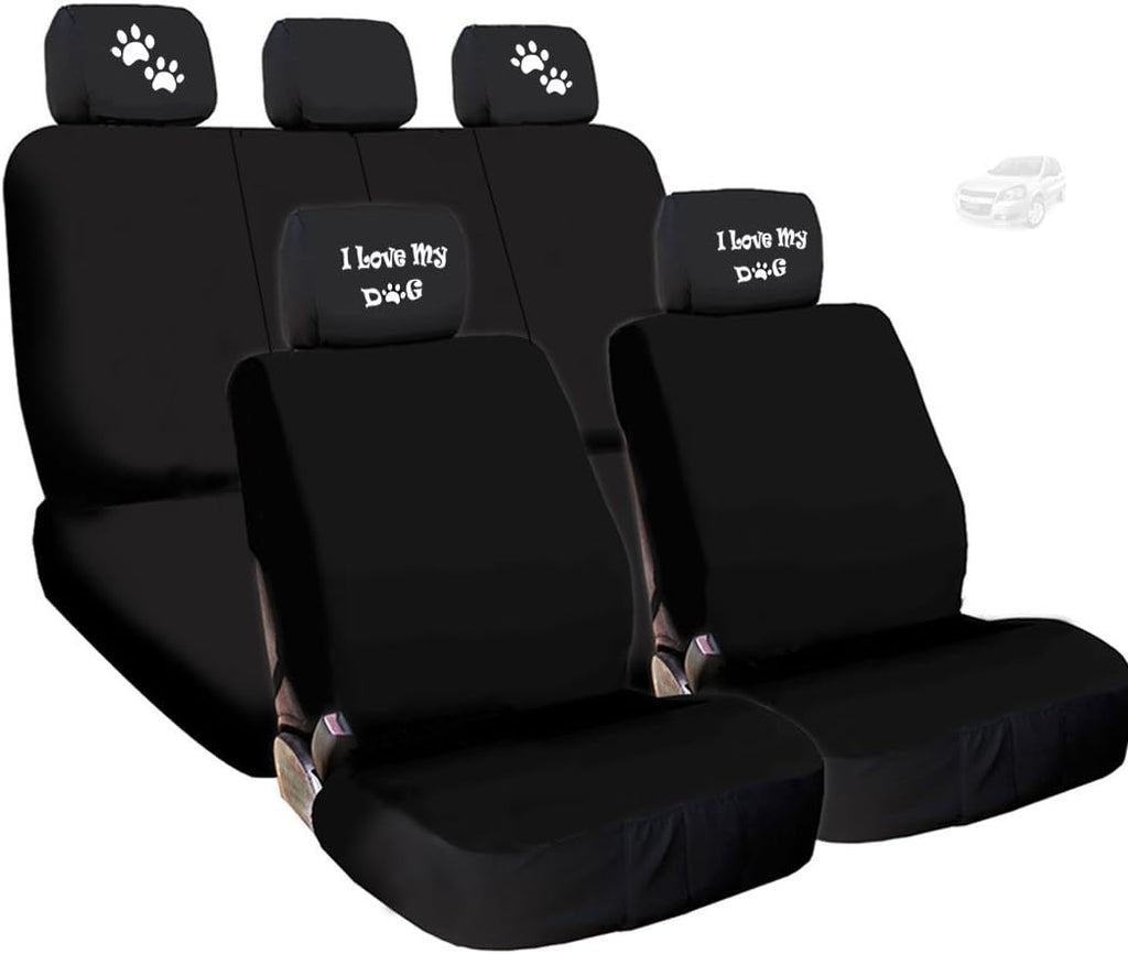 Black Flat Cloth Universal Fit Car Seat Covers with Headrest Covers F505