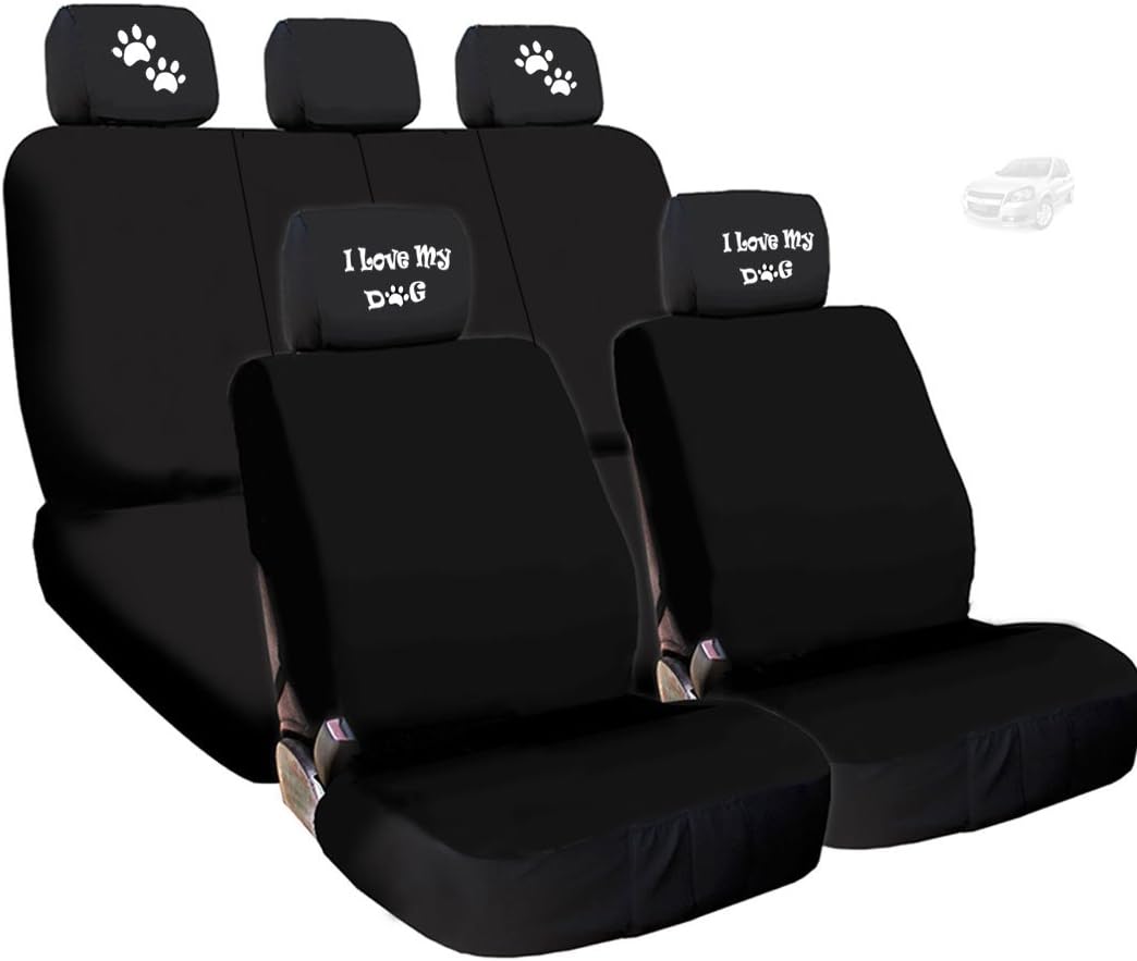 Black Flat Cloth Universal Fit Car Seat Covers with Headrest Covers F505