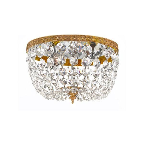 2 Light Flush Mount with Olde Brass Clear Italian Crystal Q4749