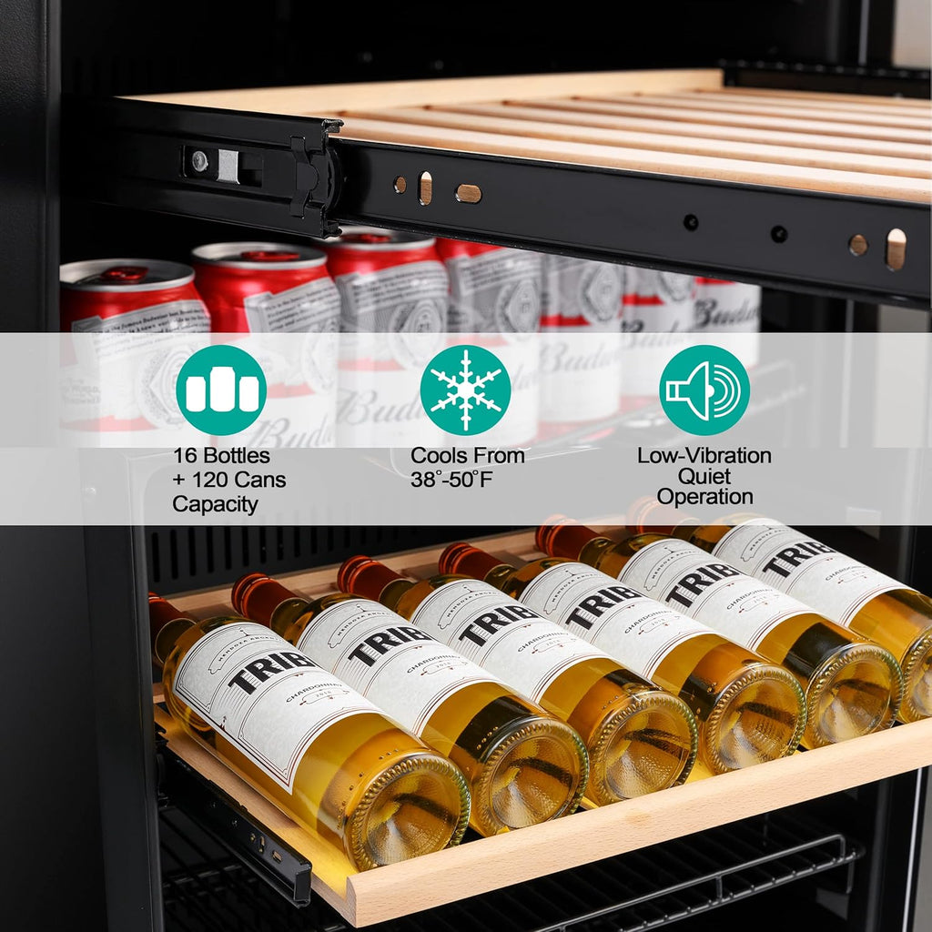24'' Beverage Refrigerator Cooler, 120 Cans & 16 Bottles U59815