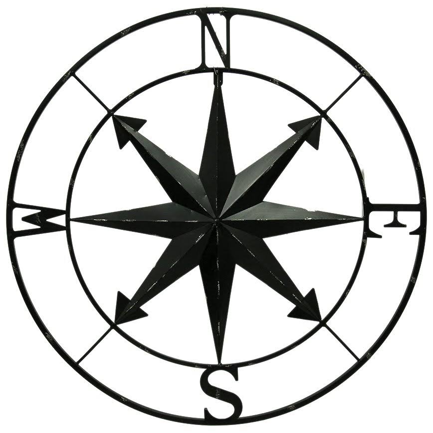 Metal Compass Rose Wall Hanging 28 inch L522