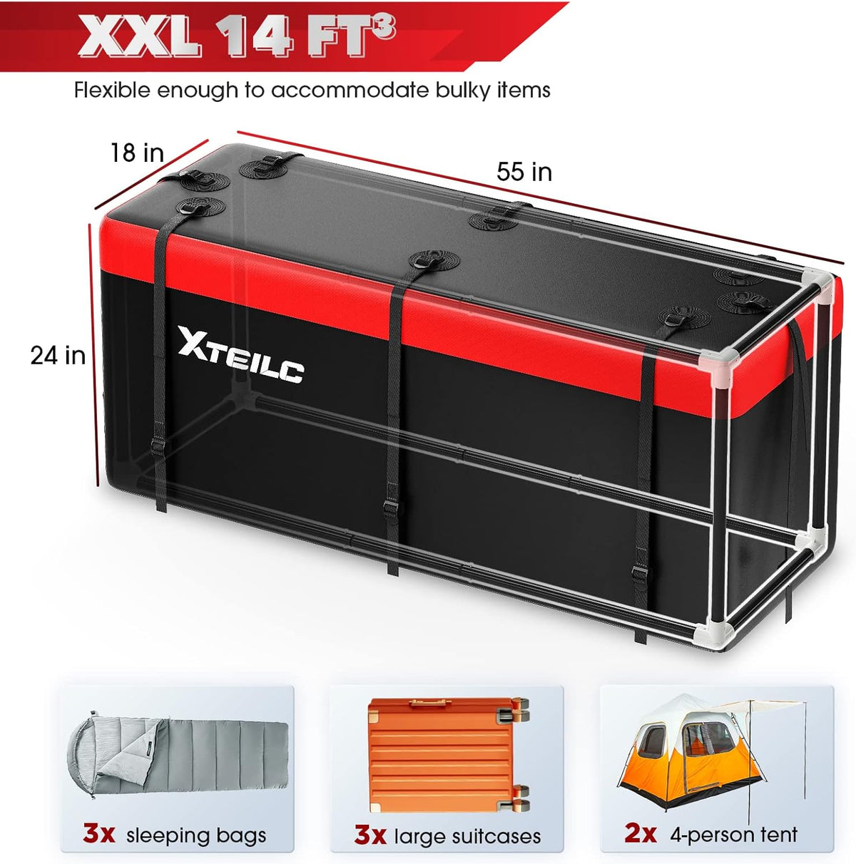 Cargo Carrier Bag with Support Frame and 8 Reinforced Straps H6680