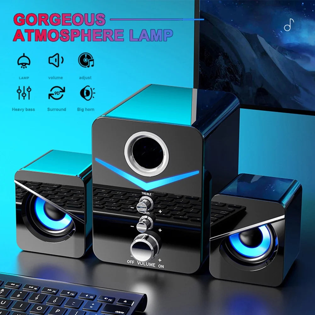 Black USB-Powered 2.1 Mini Multimedia Speakers System, Set of 3 Z624215