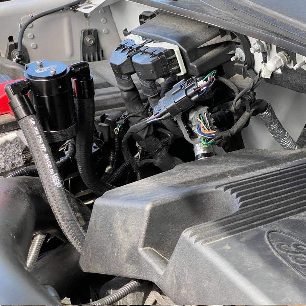 F150 Oil Catch Can Black Aluminum Fittings Braided Hose Kit Y372563