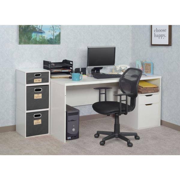 White Wood Grain Freestanding File Cabinet W37567