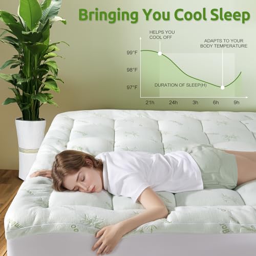 Queen Mattress Topper, Extra Thick 1100 GSM Down Alternative Fill, Cooling Pillow Top Mattress Cover with 8-21" Deep Pocket U468