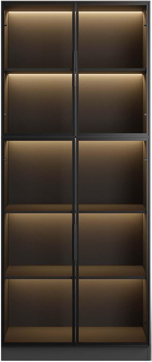 Black Wooden Display Cabinet with Glass Doors E4438