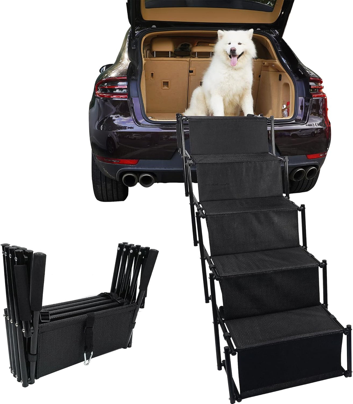 5 Steps Folding Dog Car Steps with Nonslip Surface D226759