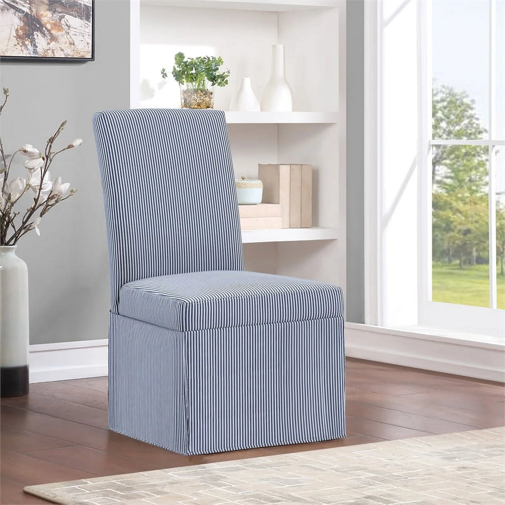 Navy Stripe Fabric Dining Chair 2 Pack F334808