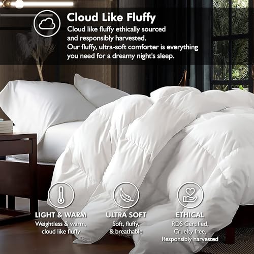 Oversized King 108" x 98" White Goose Down Fiber Comforter with 65 oz. Fill Weight D95669