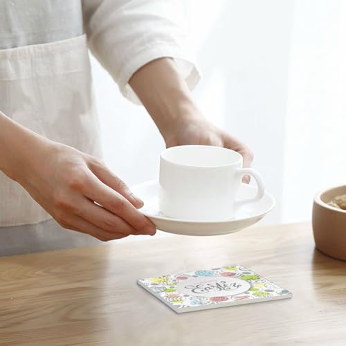 4 Packs Ceramic Stone Coasters with Cork Base B596