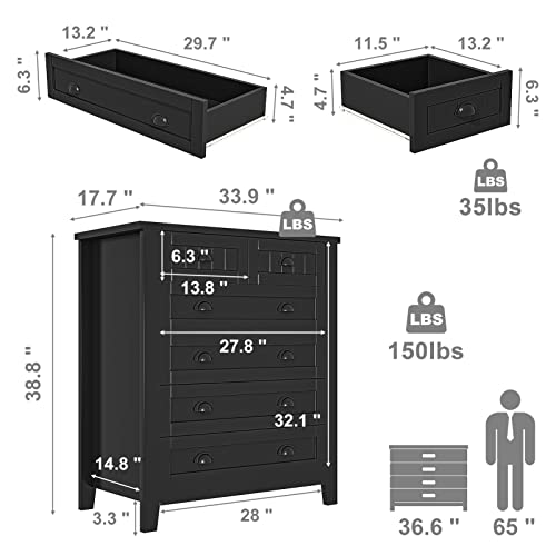 White 6 Drawer Wooden Dresser J421085