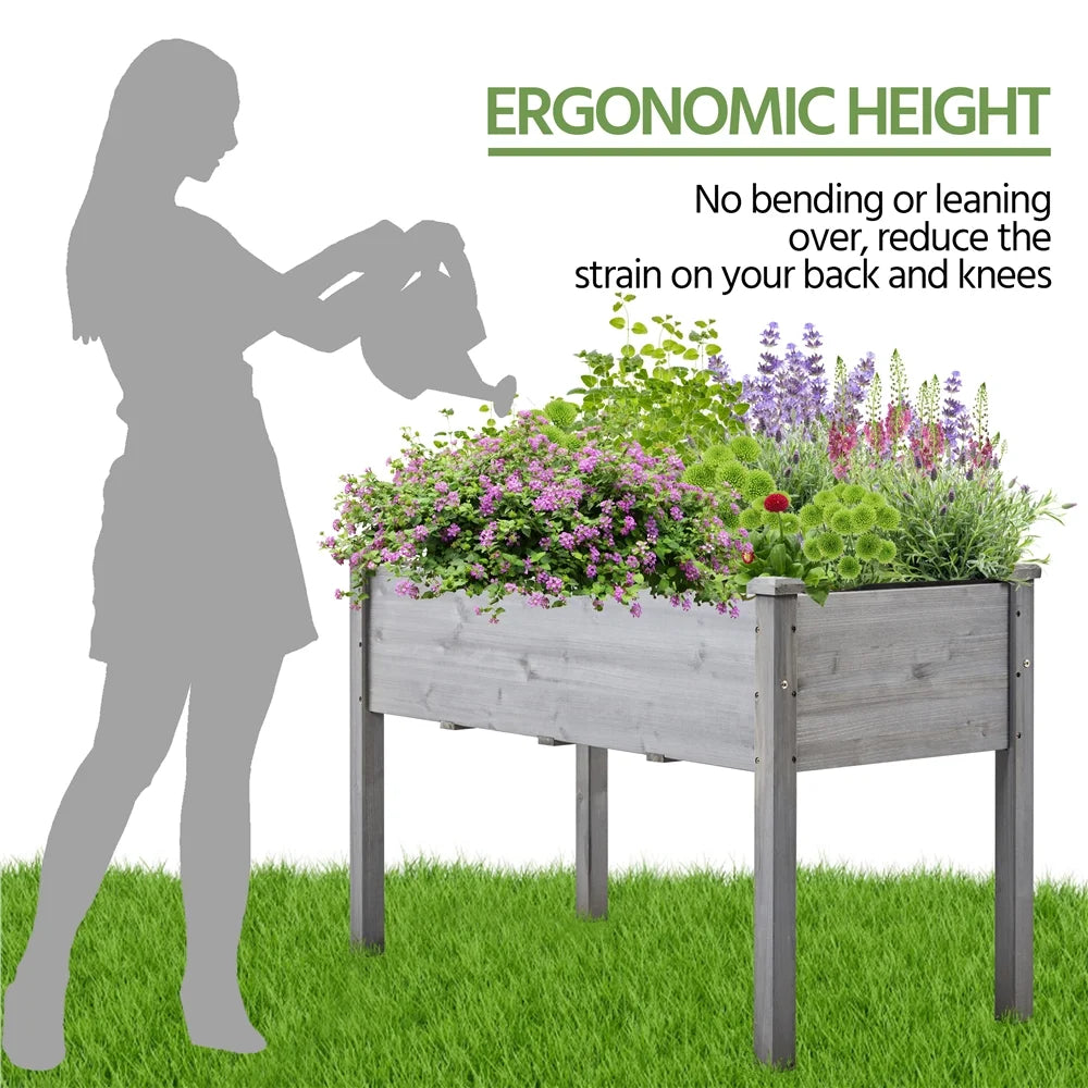 Gray Fir Wood Raised Garden Bed Planter Box S1658