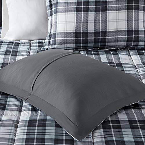 Black King 3 Piece Plaid Comforter Set P4583