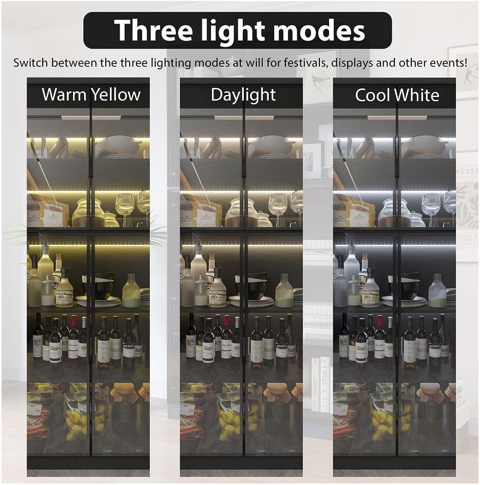 Black Wooden Display Cabinet with Glass Doors E4438
