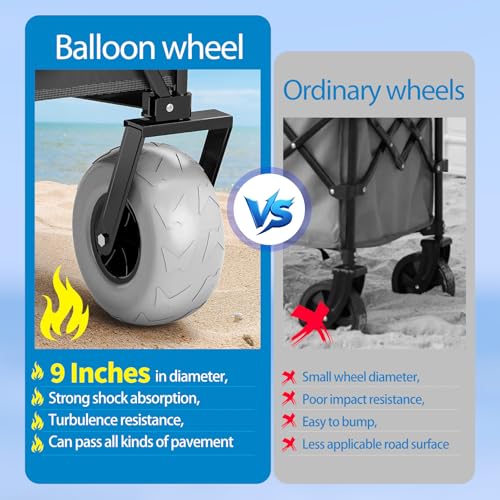 Heavy Duty Collapsible Wagon with All-Terrain 9" Pneumatic Tires and Detachable Cooler V70458