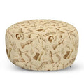 Beige/Light Brown Round Pouf Ottoman Q85820