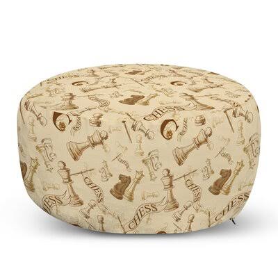 Beige/Light Brown Round Pouf Ottoman Q85820