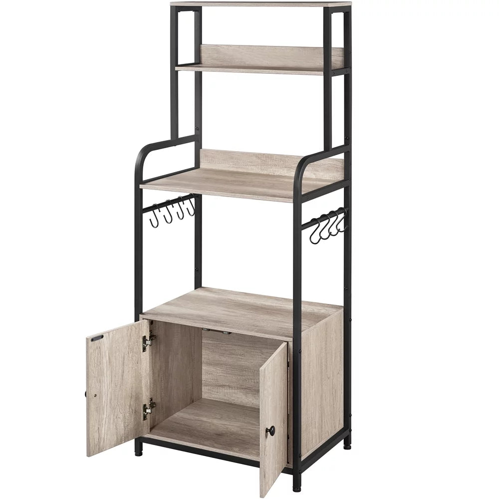 Gray Baker's Rack with Cabinet H35705