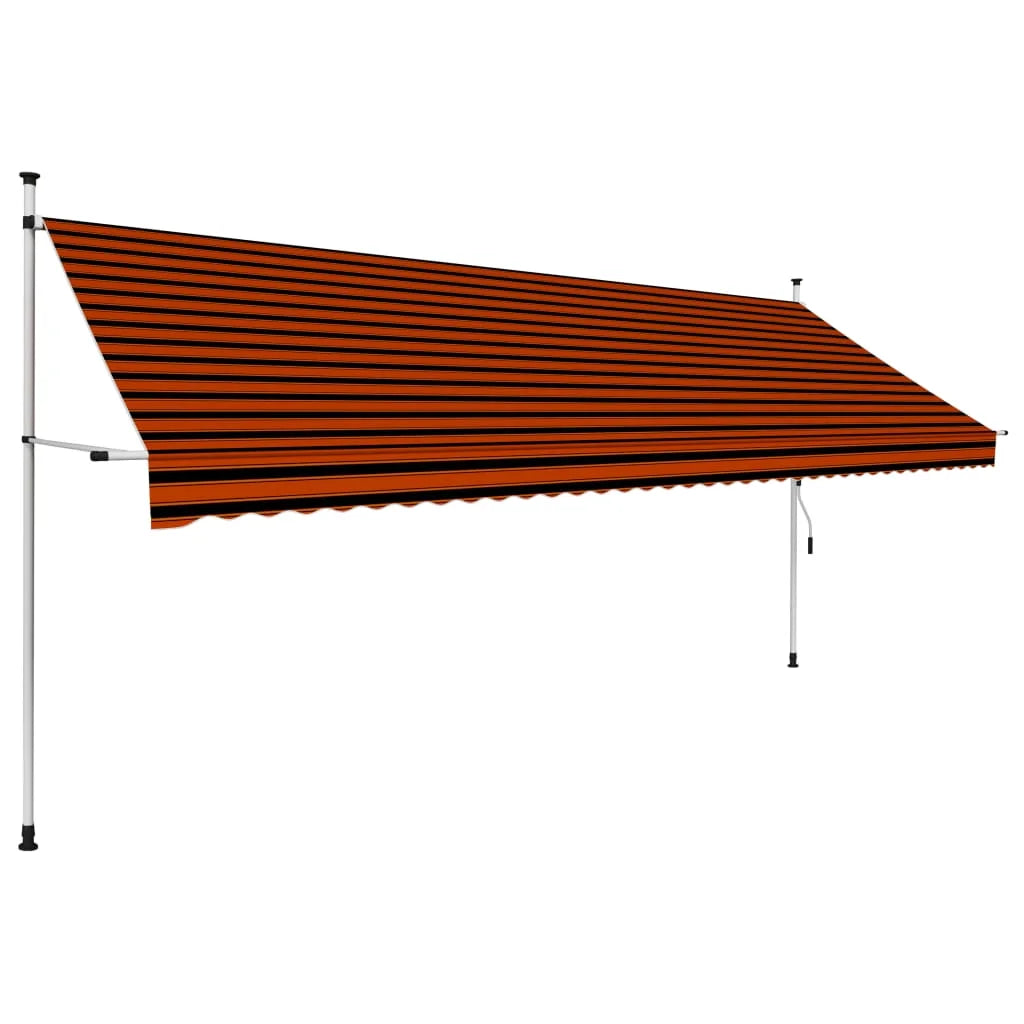 Manual Retractable Awning 157.5" Orange and Brown M25947