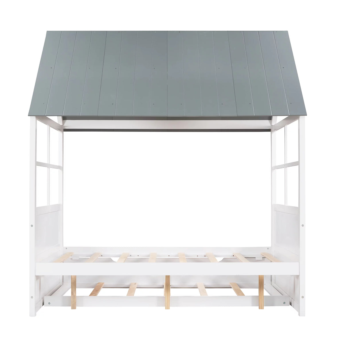 Full Size Wooden Log Cabin Bed with Double Casters A4763