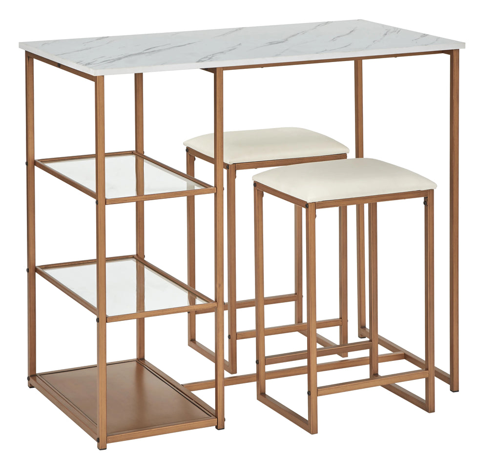 3-Piece Counter Height Dining Set with Table and 2 Stools R59909