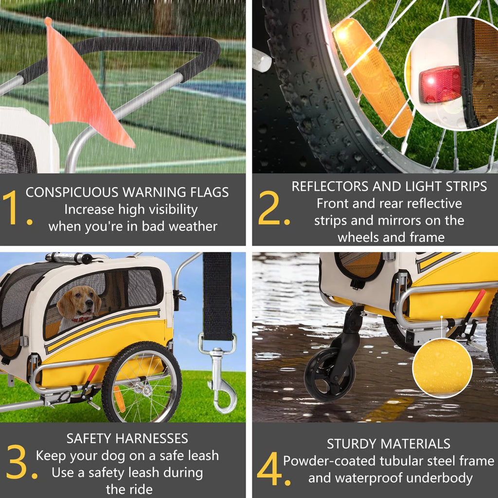 3-in-1 Dog Bicycle Trailer, Dog Stroller, and Dog Jogging Stroller, Orange Z364