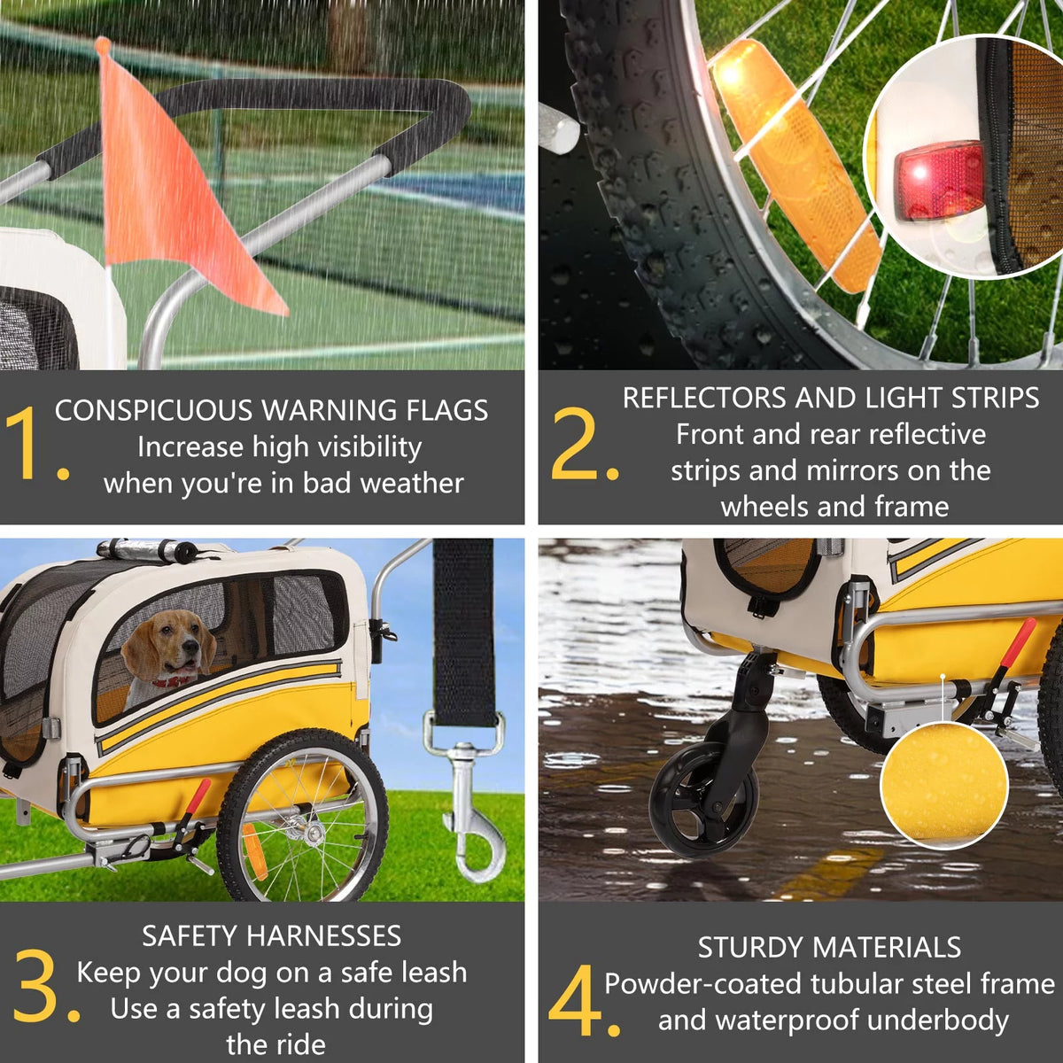 3-in-1 Dog Bicycle Trailer, Dog Stroller, and Dog Jogging Stroller, Orange Z364