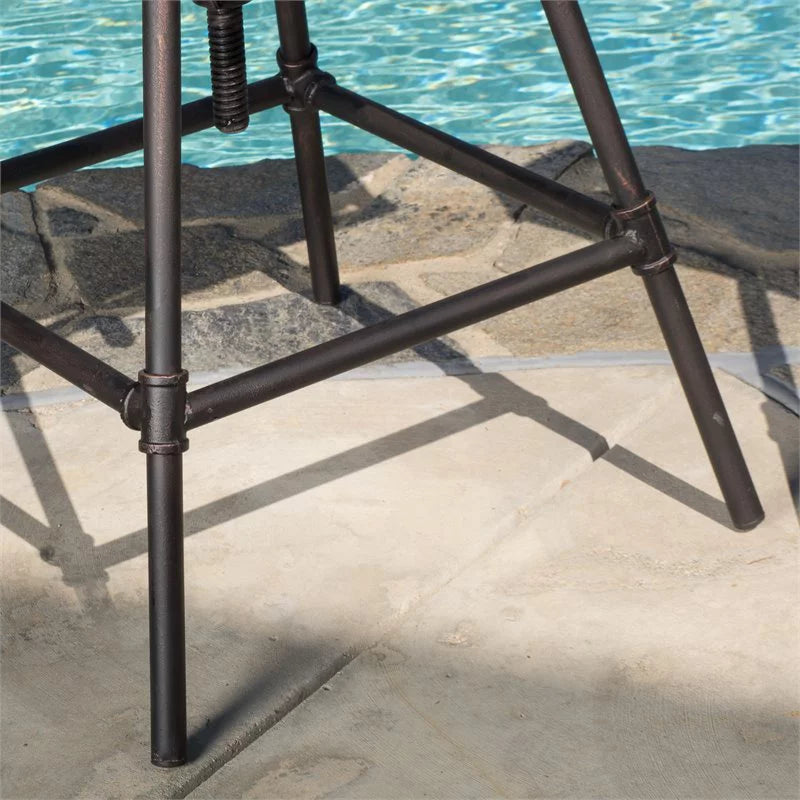 Adjustable Barstool Set of 2 Black Copper Beige X235