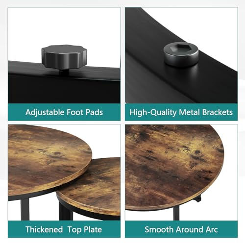 Set of 2 Round Wood Grain Coffee Table E236