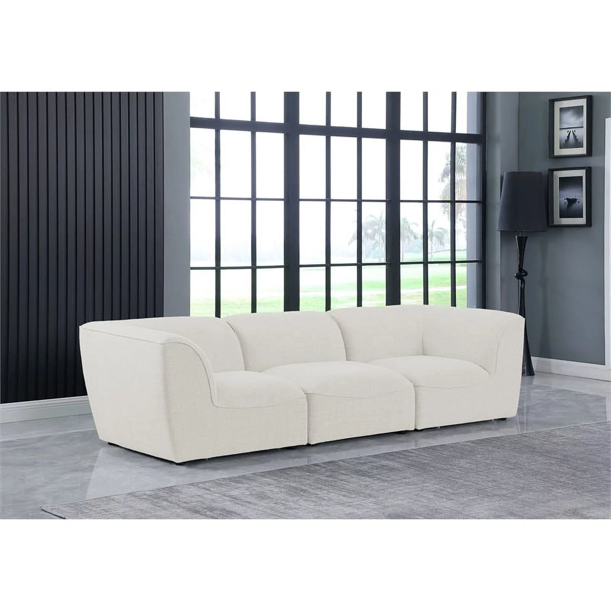 Cream Linen Textured Modular Sofa U647500