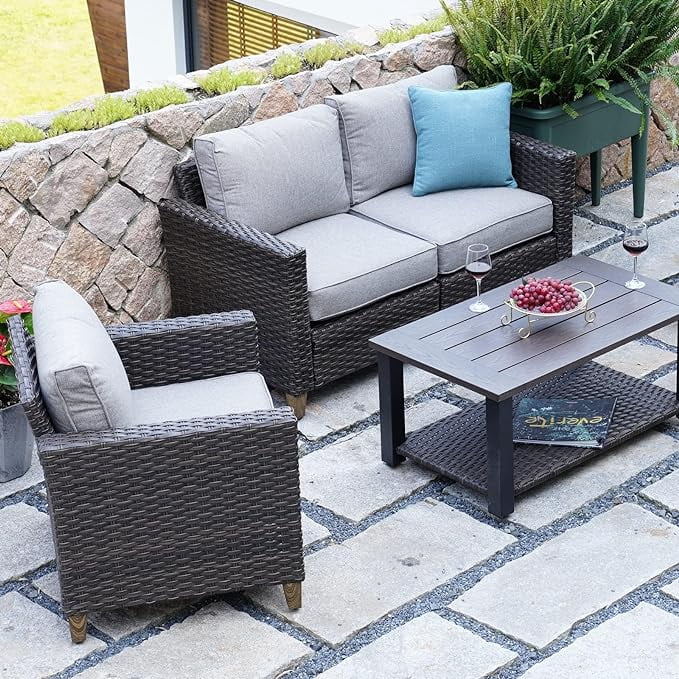 Gray Wicker Right Arm Sofa C196031