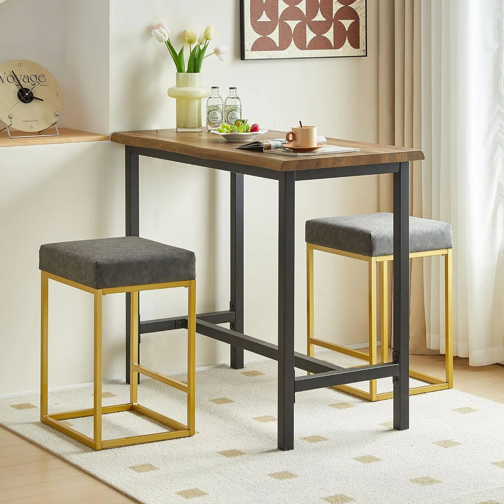 Grey PU Leather Bar Stools Set of 2 Z657