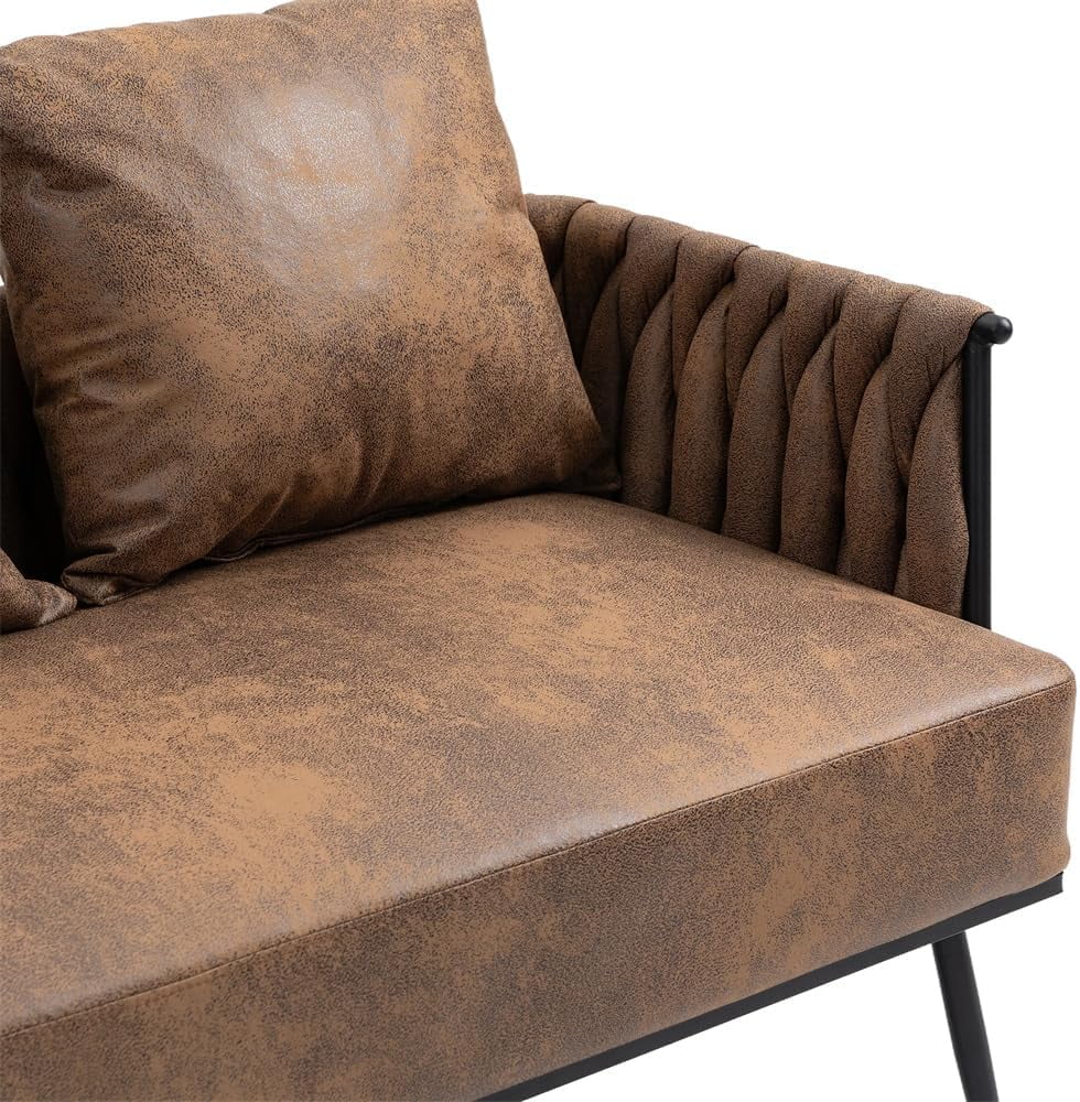 Green Velvet Tufted Armchair with Metal Legs and 2 Couch Pillows E9403