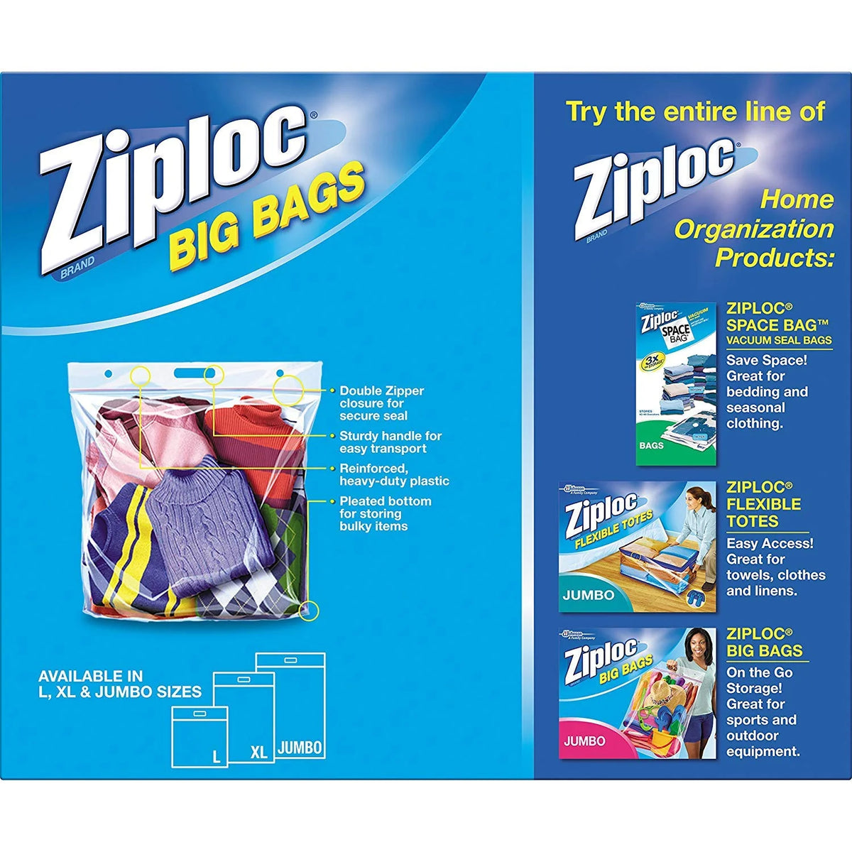 X-Large Double Zipper Big Bag, 4-Count (Pack Of 2) T862387
